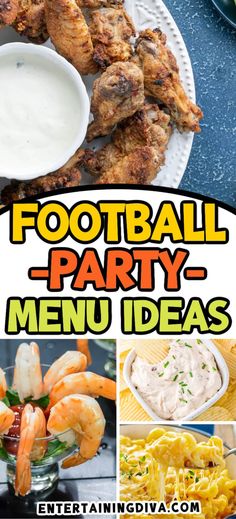 Football Party Menu Ideas | Holidays and Events Football Party Menu Ideas, Football Party Menu, Super Bowl Party Menu, Football Party Appetizers, Party Menu Ideas, Party Food Menu, Bowl Party Food, Party Food Dessert, Jello Shot