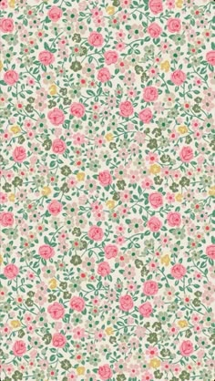 a floral pattern with pink flowers and green leaves