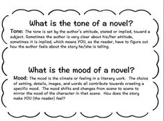 an image of what is the tone of a novel? printable worksheet