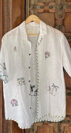 Embroidered Button Down, Bode Embroidery, Embroidery Shirt Men, Shirt With Embroidery, Clothes Embroidery Diy, Pola Sulam, Embroidery On Clothes, 자수 디자인, Shirt Embroidery