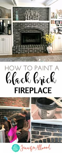 how to paint a fake brick fireplace in the living room with instructions for painting it