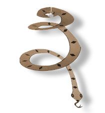 a snake is hanging from a hook on a white background with the word love spelled in black letters