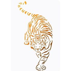 an orange tiger running across a white background