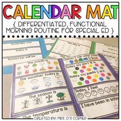 the calendar mat and differentiated functional morning routine for special ed students to practice their writing skills