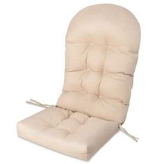 a beige chair cushion with ties on the back and seat cushions attached to each side