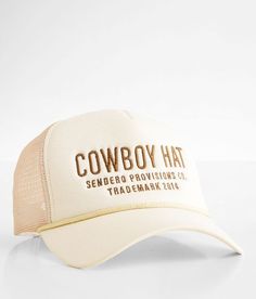 Sarcasm rules with this cute foam trucker hat! The Cowboy Hat for everyone. Featuring a 5 panel construction and curved brim, donning the words "Cowboy Hat," so you can participate in the trend without straying too far from your style. Adjustable fit Snapback Cream Cowboy Hat, Trendy Trucker Hats For Women, Cowgirl Trucker Hat, Trucker Hats For Women Outfits, Yeehaw Outfits, Western Trucker Hats, Cowgirl Core, Hat Cream, Golf Attire Women