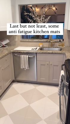 Kitchen = @selenebuildsthings How To Paint Tile Floors Kitchens, Painted Tile Kitchen Floor, Painting Tile Floors Kitchen, Painted Tile Kitchen, Painted Kitchen Floors, Tile Kitchen Floor, Dark Tile Floors, Kitchen Floors