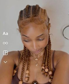 Canerows Braids Women, Braided Hairstyles On Natural Curly Hair, Simple Braids With Beads, Straight Back Feed In Braids Natural Hair, Crown Rolls Braids Black Hair, Fine Cornrows Braids, Fun Protective Hairstyles, Temporary Protective Hairstyles, Summer Hairstyles For Black Women Short