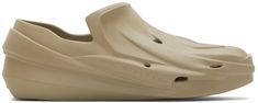 Low-top sculptural foam rubber slip-on loafers in beige. Cut-outs throughout. · Square toe · Logo embossed at outer side and heel · Textured footbed · Treaded rubber sole Supplier color: Sabbia | Alyx Beige Mono Sneakers Clog Slippers, 1017 Alyx 9sm, Cut Outs, Mens Casual Shoes, Luxury Streetwear, Summer Shoes, Shoe Collection, Casual Sneakers, Low Top