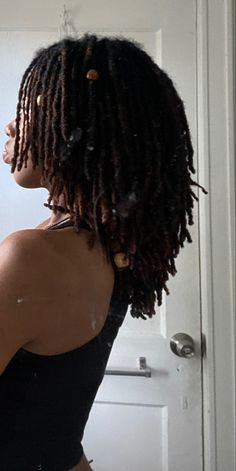 Female Dreads Black, Women’s Dreadlocks, Loc Down Hairstyles, Shoulder Length Dread Hairstyles, No Middle Part Locs, Locs With Layers, Healthy Locs Black Women, Styling Medium Length Dreadlocks, Traditional Locs Black Women