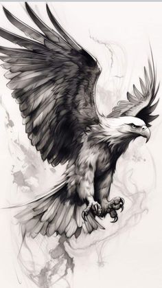 an eagle is flying with its wings spread