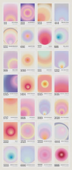 a poster with different colors and numbers on it