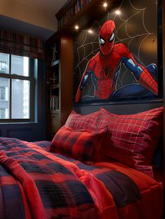 Discover 18 trendy Spiderman bedroom decor ideas that will make any child's room pop with excitement. From easy DIY Spiderman wall decor to beautiful Marvel Spiderman wallpaper, these tips are perfect for boys, girls, toddlers, and teens. Create a superhero bedroom that's both stylish and fun, with decor ideas that elevate the space and capture the essence of Spiderman. Spiderman Bedroom Decor, Spiderman Toddler Room, Spider Man Room Ideas Kids, Spiderman Bedroom Ideas, Spider-man Room, Marvel Kids Bedroom, Marvel Boys Bedroom