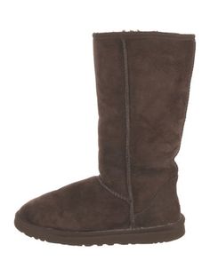 UGG Suede Mid-Calf BootsBrownRubber & Shearling TrimRound-Toes with Fur TrimDesigner Fit: This designer typically runs true to size. Flat Sneakers, Designer Gifts, Chanel Shoes, Louboutin Shoes, Christian Louboutin Shoes, Fur Trim, Sweater Accessories, Boot Shoes Women, Sneakers For Sale