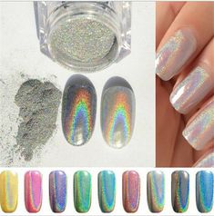 1g Holographic Holo Chrome Glitter Dust 3D Nail Art Decor Pretty DIY SY MS Grey acrylic nails | Christmas nails acrylic | Coffin nails designs | Nail inspo | Silver glitter nails | Nail ideas acrylic | Ombre | Acrylic | Christmas | Simple | Summer | Silver | Pink Mirror Nails Powder, Nail Glitter Powder, Holo Nails, Chrome Nail Powder, Powder Manicure, Magic Nails, Mirror Nails, Cheap Nail