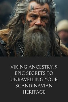 an old man with grey hair and beards, wearing viking makeup is looking at the camera