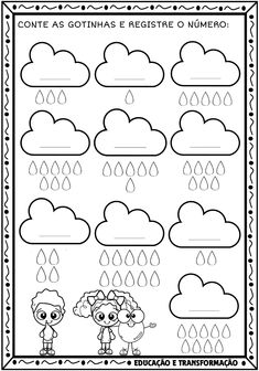 a worksheet with the words in spanish and an image of raindrops