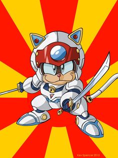 an image of a cartoon character with two swords in his hand and wearing a helmet