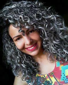 Gray Highlights On Dark Hair Curly, Curly Silver Hair Over 50, Gray Curly Hair Natural Curls, Grey Hair Model