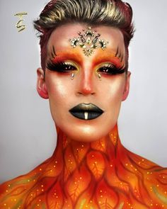 Phoenix Photoshoot, Phoenix Makeup, Fire Queen, Fire Makeup, Fashion Editorial Makeup, Rising From The Ashes, Drag Make-up, Creepy Halloween Makeup, Flower Makeup