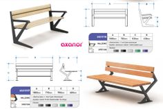 an image of a bench that is next to other drawings and plans for the bench