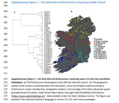 the map shows where there are many different areas in england and ireland, with numbers on each