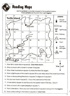 reading maps worksheet for kids to help students learn how to read the map