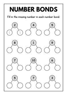 the number bonds worksheet for kids to practice counting and adding numbers in order