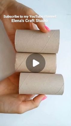 someone holding three rolls of toilet paper in their hands with the text subscibe to my youtube channel elena's craft studio