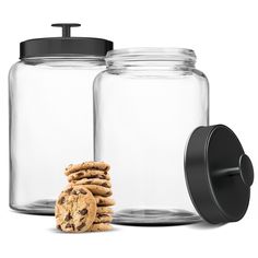 PRICES MAY VARY. Kitchen Storage: Keep your dry staple ingredients fresh and organized. These glass storage containers are perfect for storing flour, sugar, pastas, cookies and candies Durable Glass: Each storage jar in this set is made with high-quality, clear, and chip resistant glass. They have an extra large 3.7 liter capacity and are dishwasher safe Airtight Lids: Comes with 2 tight fitting lids with easy grip knobs to keep contents fresh for weeks Bathroom Apothecary: Tidy up your bathroom Bathroom Apothecary, Glass Kitchen Canisters, Bathroom Jars, Dishwasher Pods, Glass Jar With Lid, Kitchen Canister Set, Glass Storage Containers, Kitchen Jars, Glass Jars With Lids