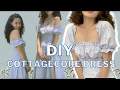 two pictures of women in dresses with the caption diy cottagecre dress