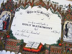 an image of a wedding certificate with pictures on it