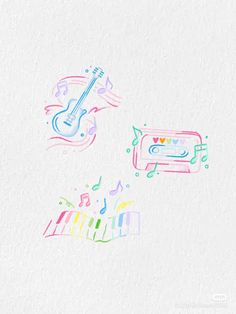 an image of musical instruments and music notes