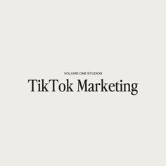 the title for volume one studio's tik tok marketing, which is featured in