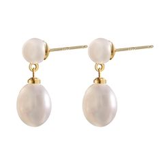 PRICES MAY VARY. Material: This 14k gold-plated dangle earrings are made of quality copper and high luster freshwater pearls. Earrings posts are set in S925 silver with a post back closure. It comes 1 pairs extra silicone earring secure. Double pearls drop earrings with simple and elegant design. Pearls symbolizes pure, and beauty. A round and drop shaped pearl with golden earring posts combination makes you more outstanding. Size:This length of pearl earring is 15mm, all-match pearl earring is Gold Hypoallergenic Pearl Earrings For Formal Occasions, Timeless Pearl Charm Wedding Earrings, Nickel-free Gold Pearl Earrings For Wedding, 14k Gold-filled Pearl Drop Bridal Earrings, White 14k Gold-filled Pearl Earrings For Wedding, Double Pearl Earrings, Golden Earring, Elegant 14k Gold-filled Pearl White Pearl Earrings, Iconic Outfits