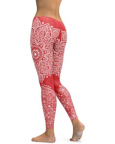 Red, red mandala leggings.. Because did you know that seeing the color red can make your heart beat faster? So basically when wearing these leggings your heart might beat faster but also the heartbeat of others might increase when they see you in these fabulous Red Mandala Leggings. Mandala Leggings, Gym Pants Women, Red Mandala, Red Can, 100 Squats, The Color Red, Heart Beating Fast, Gym Pants, Red Leggings