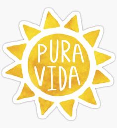 the words pura vida written in white ink on a yellow watercolor background