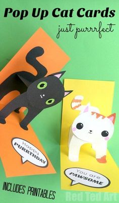 pop up cat cards just purrrfect and includes printables to make