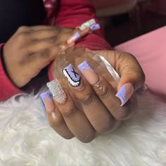 Short Coffin Nails Designs, Acrylic Nail Set, Hard Nails, Purple Acrylic, Girly Acrylic Nails, French Tip Acrylic Nails, Cute Acrylic Nail Designs