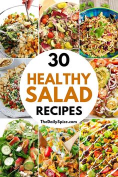 healthy salads with the words 30 healthy salad recipes