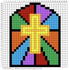 the cross is made up of different colored squares