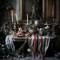 a table topped with lots of christmas decorations