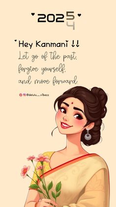 a woman holding flowers in her hand with the caption saying,'hey kamman't let go of the past