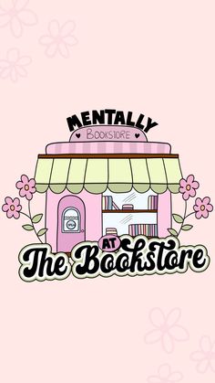 the book store logo is shown on a pink background