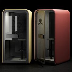 three different types of 3d printing machines in various colors and sizes, including one with an open door