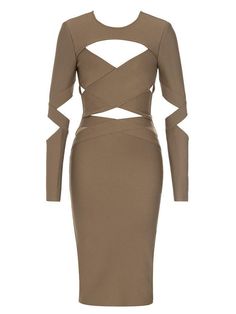 This Stitching Hollow Bandage Irregular Slim Long-sleeved Dress is crafted with exquisite details and high-quality fabric, featuring a slim fit design and bandage stitching for a sophisticated look. The hollow stitching provides ventilation and breathability, while the irregular hemline adds a unique touch to your wardrobe. Perfect for any and all occasions.