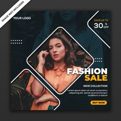 a fashion sale flyer with an image of a woman