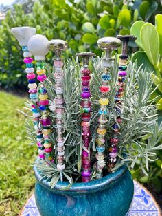 a potted plant filled with lots of beads