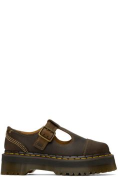 Dr. Martens - Brown Bethan Arc Leather Platform Mary Jane Oxfords Brown Platform Mary Janes, Dr Martens Low Outfit, Brown Docs, Brown Platform Shoes, Doc Martens Loafers, Brown Doc Martens, Doc Martens Mary Janes, Mary Janes Outfit, Platform Dr Martens