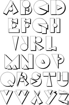 the alphabet is made up of letters and numbers, all in black ink on white paper